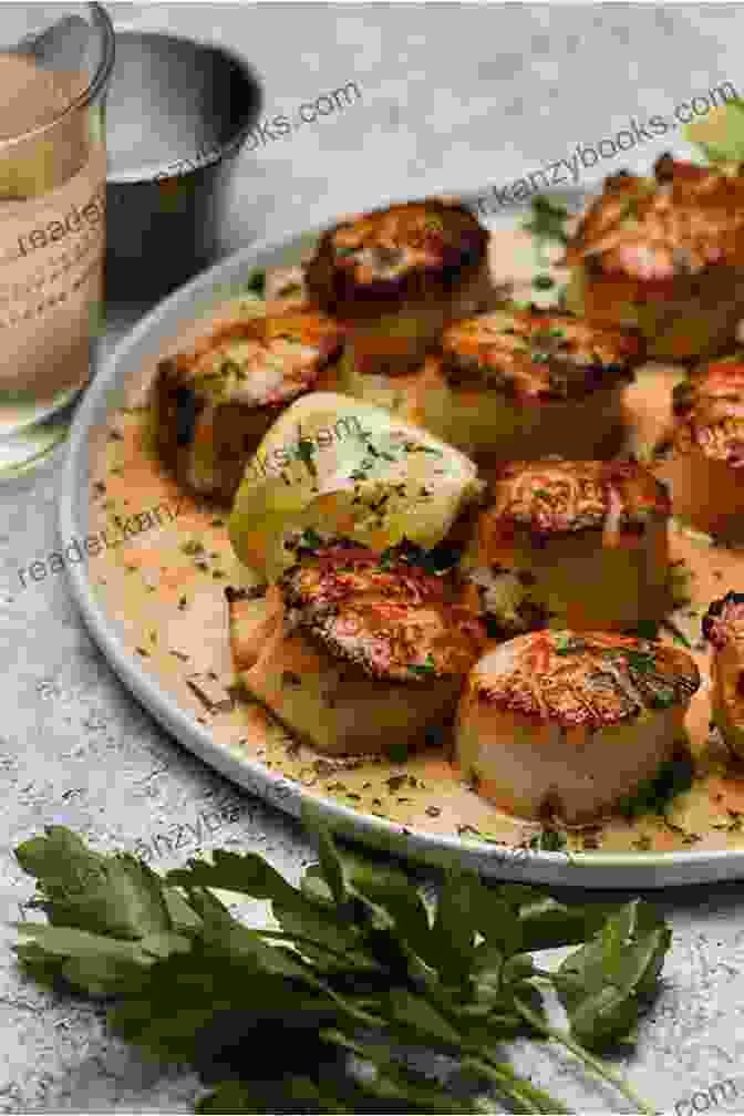 A Close Up Of A Grilled Seafood Platter, With Perfectly Seared Scallops, Tender Shrimp, And Flaky Fish Creative Coastal Cooking Terry Libby