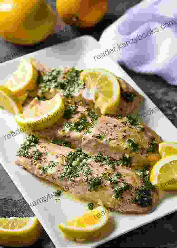 A Perfectly Cooked Slow Cooked Salmon With Lemon And Herbs Served On A Plate Good Food: Low Fat Feasts (BBC Good Food)