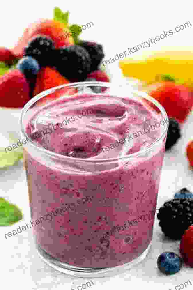 A Vibrant And Colorful Mixed Berry Smoothie In A Glass Jar Good Food: Low Fat Feasts (BBC Good Food)